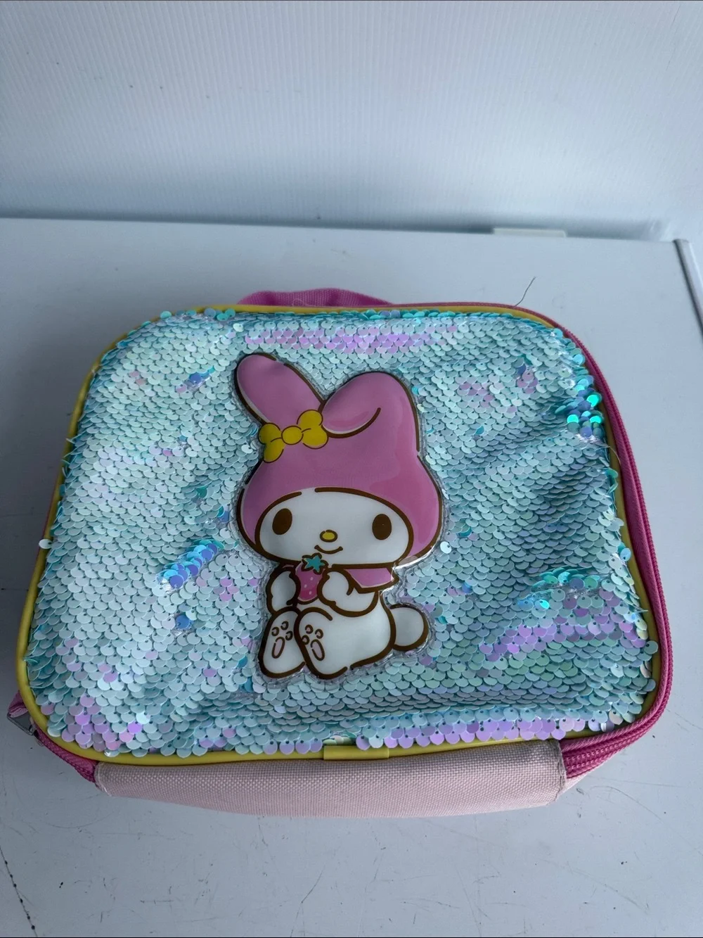 Sanrio My Melody Flip Sequin Backpack and Lunch Box Set Pink Good Condition